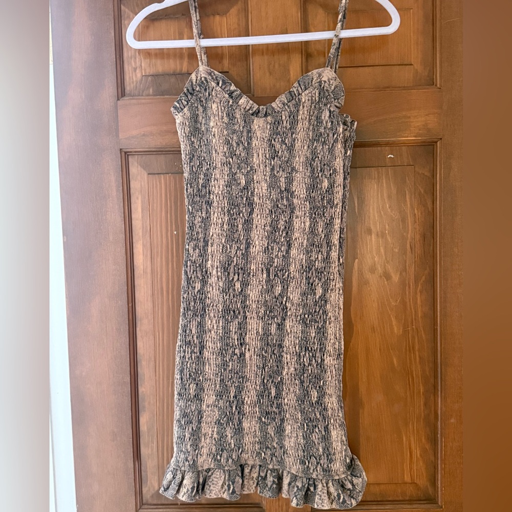 Storia Strapless Tan and Black Dress
